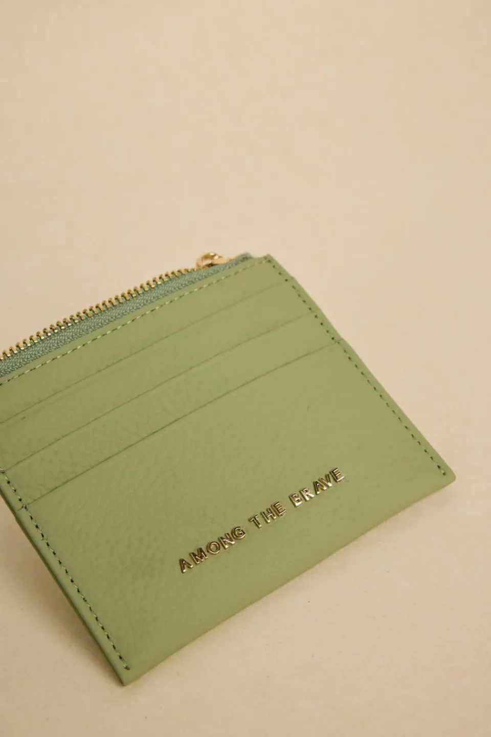 Among the Brave Small Sage Leather Card Holder
