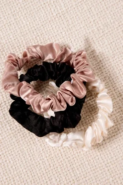 Love Lulu Small White Black Blush Set of 3 Scrunchies