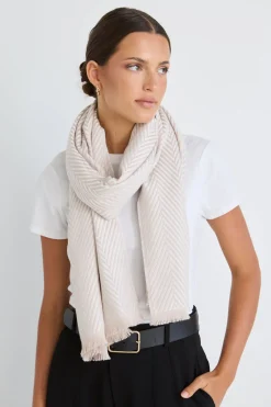 Queen of the Foxes Soft Cream Herringbone Winter Scarf