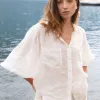 By Rosa. Sojourn Ivory Ramie Oversized Coverup Shirt