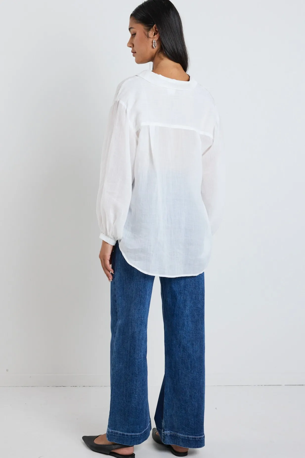 By Rosa. Sojourn Ivory Ramie Oversized Coverup Shirt