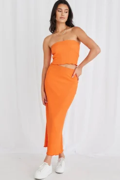 Love Lulu Solo Orange Zigzag Knit Tube Top