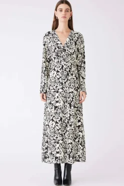 Esmaee Songbird Black Floral Midi Dress