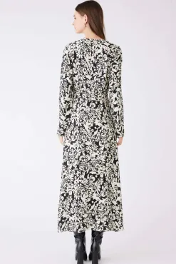 Esmaee Songbird Black Floral Midi Dress