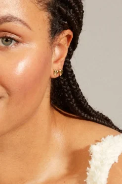 Pilgrim Sophia Recycled Puffy Heart Gold Stud EOL Earrings