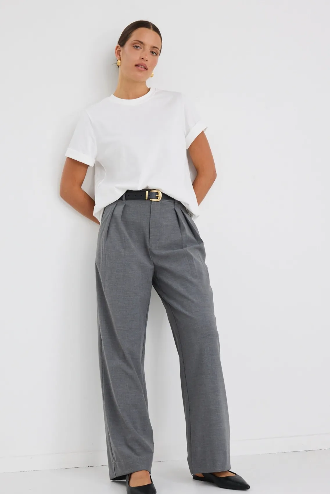Stories be Told Sophisticated Charcoal Wide Leg Pants