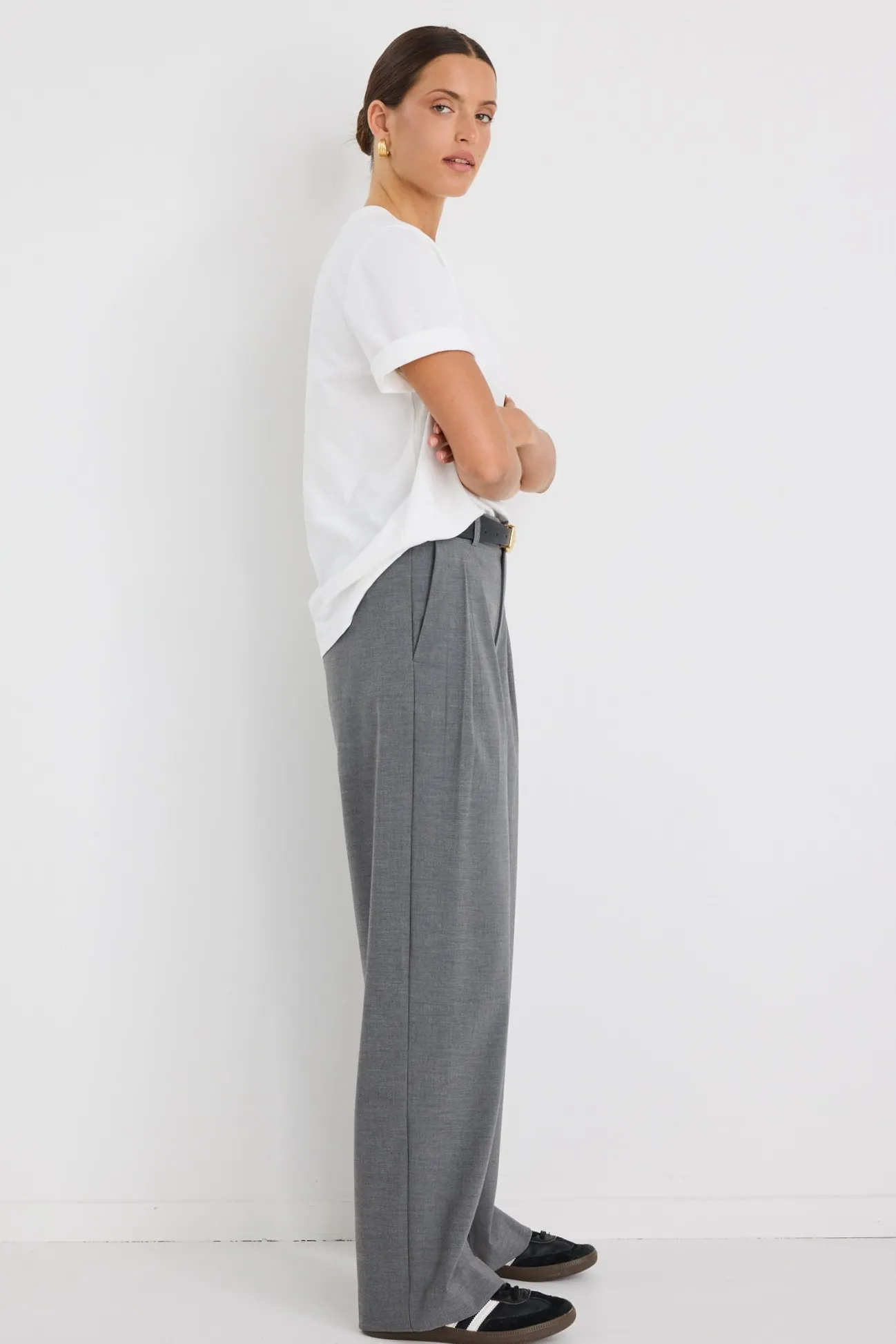 Stories be Told Sophisticated Charcoal Wide Leg Pants