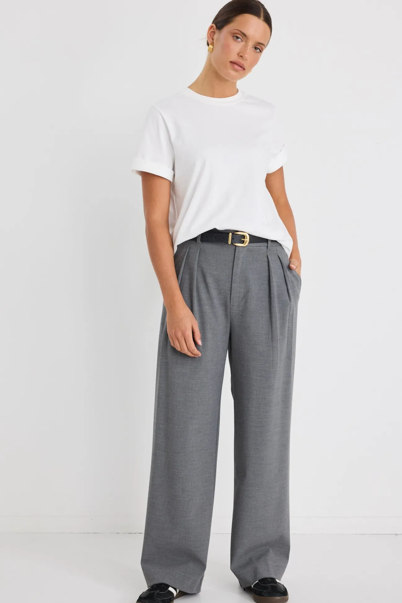 Stories be Told Sophisticated Charcoal Wide Leg Pants