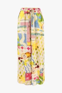 Love Lulu Speculate Pink Holiday Print Wide Leg Pants