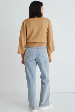 Among the Brave Spirited Gold Cropped Knit Cardigan