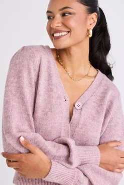 Among the Brave Spirited Pink Fusion Balloon Sleeve Cropped Cardigan