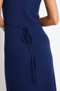 Stories be Told Splendid Ink Rib Knit Funnel Neck Maxi Dress