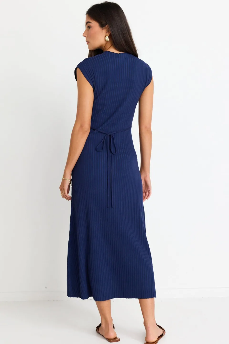 Stories be Told Splendid Ink Rib Knit Funnel Neck Maxi Dress