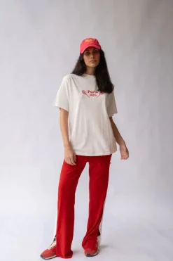 Araminta James Sportif Cherry Ivory Stripe Track Pant