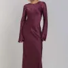 Blak Sprinkle Of Magic Plushy Purple LS Satin Maxi Dress