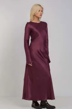 Blak Sprinkle Of Magic Plushy Purple LS Satin Maxi Dress