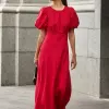 Stories be Told Stage Cherry Puff Sleeve Floaty Maxi Dress