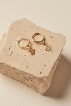 Georgia Mae Star And Moon Huggie Gold Earrings