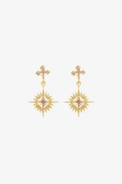Lindi Kingi Star Burst Champagne Gold Earrings