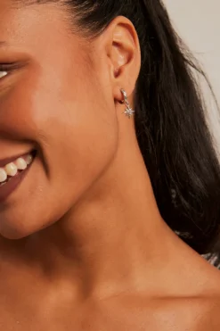 Humble + Heart Stardust Pendant Rhodium Huggie Earrings