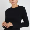 Among the Brave Stately Black LS Rib Funnel Neck Knit Top