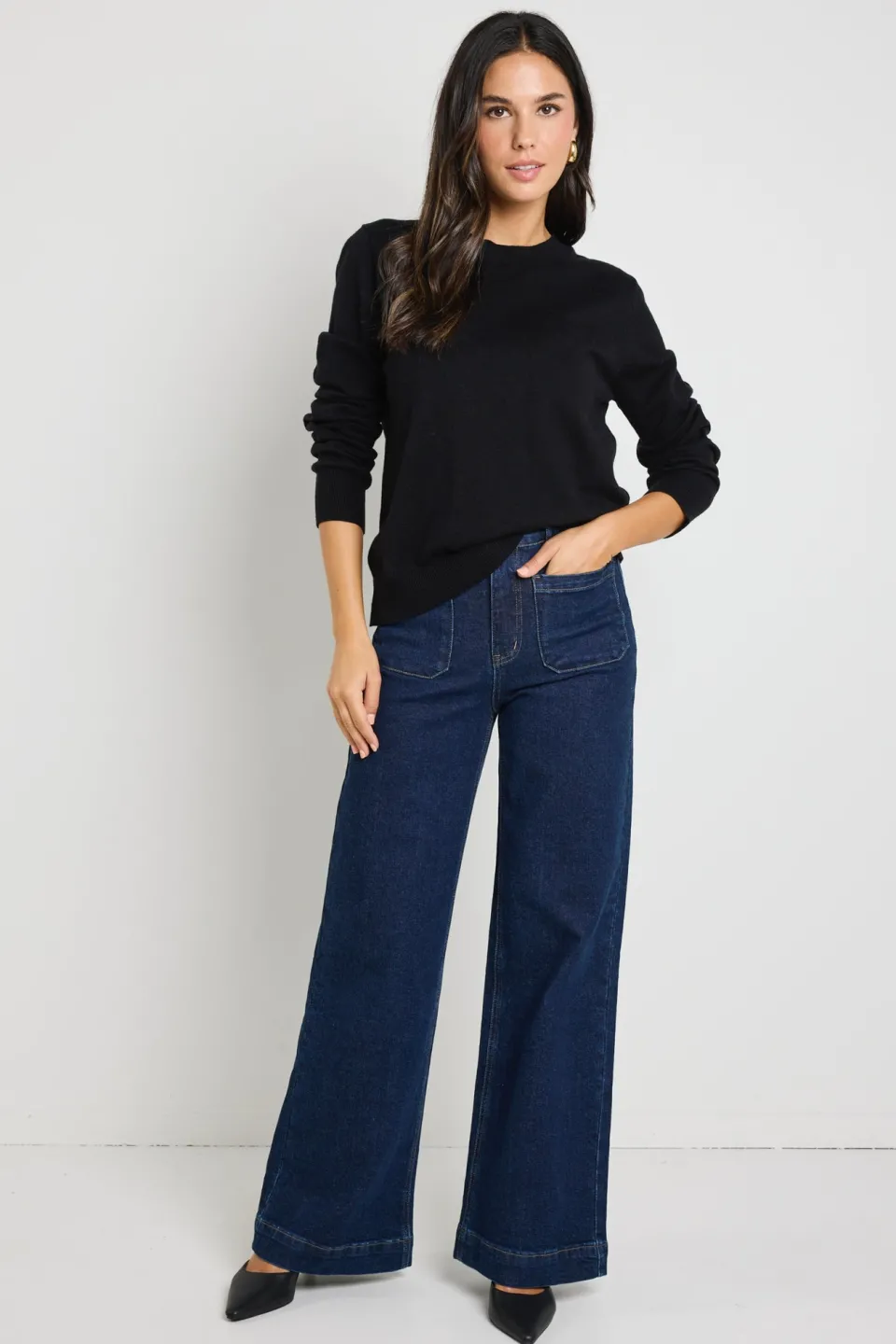 By Rosa. Staycation Black Fine Gauge Cashmere Blend Knit Jumper