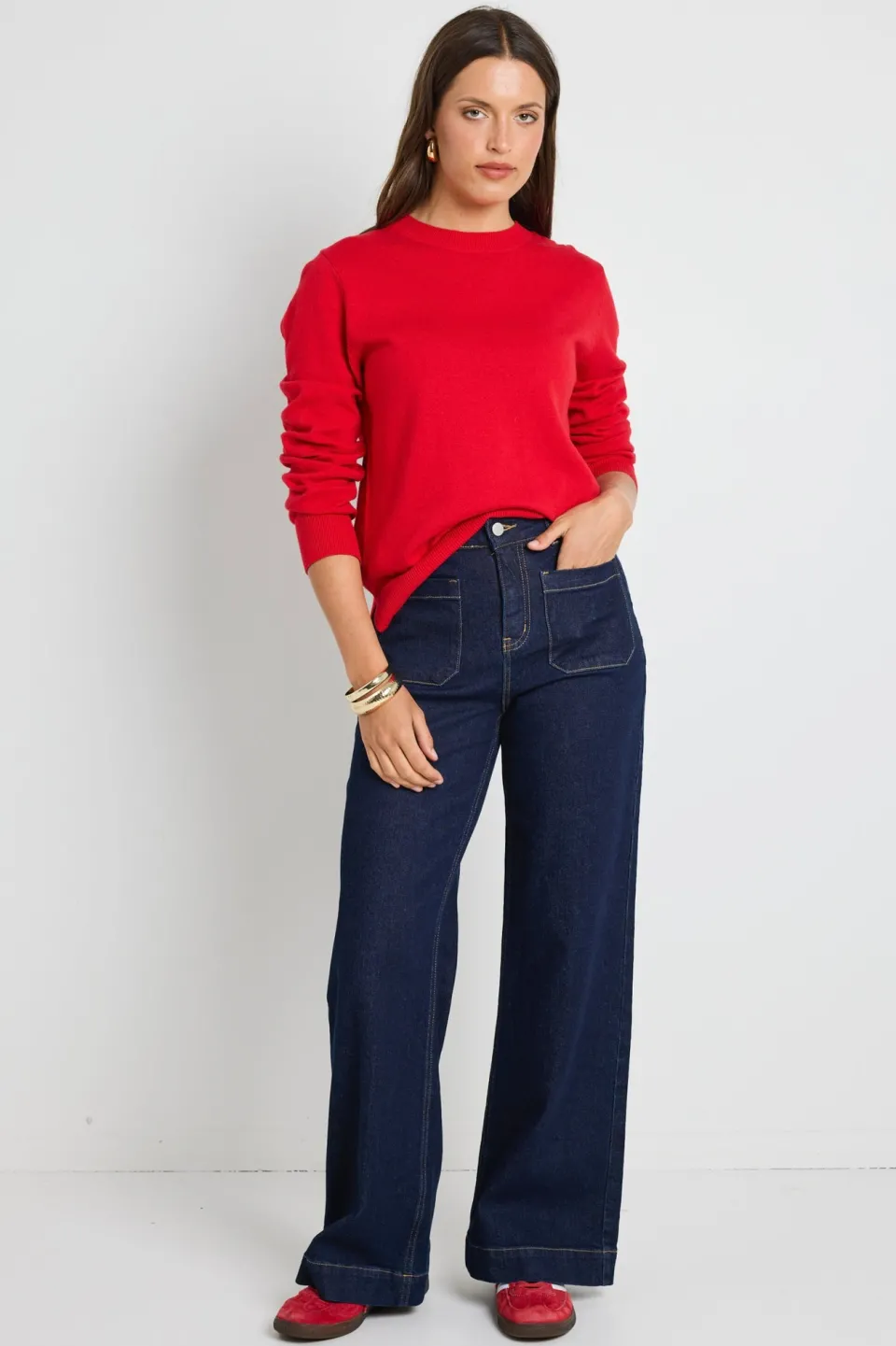 By Rosa. Staycation Red Fine Gauge Cashmere Blend Knit Jumper
