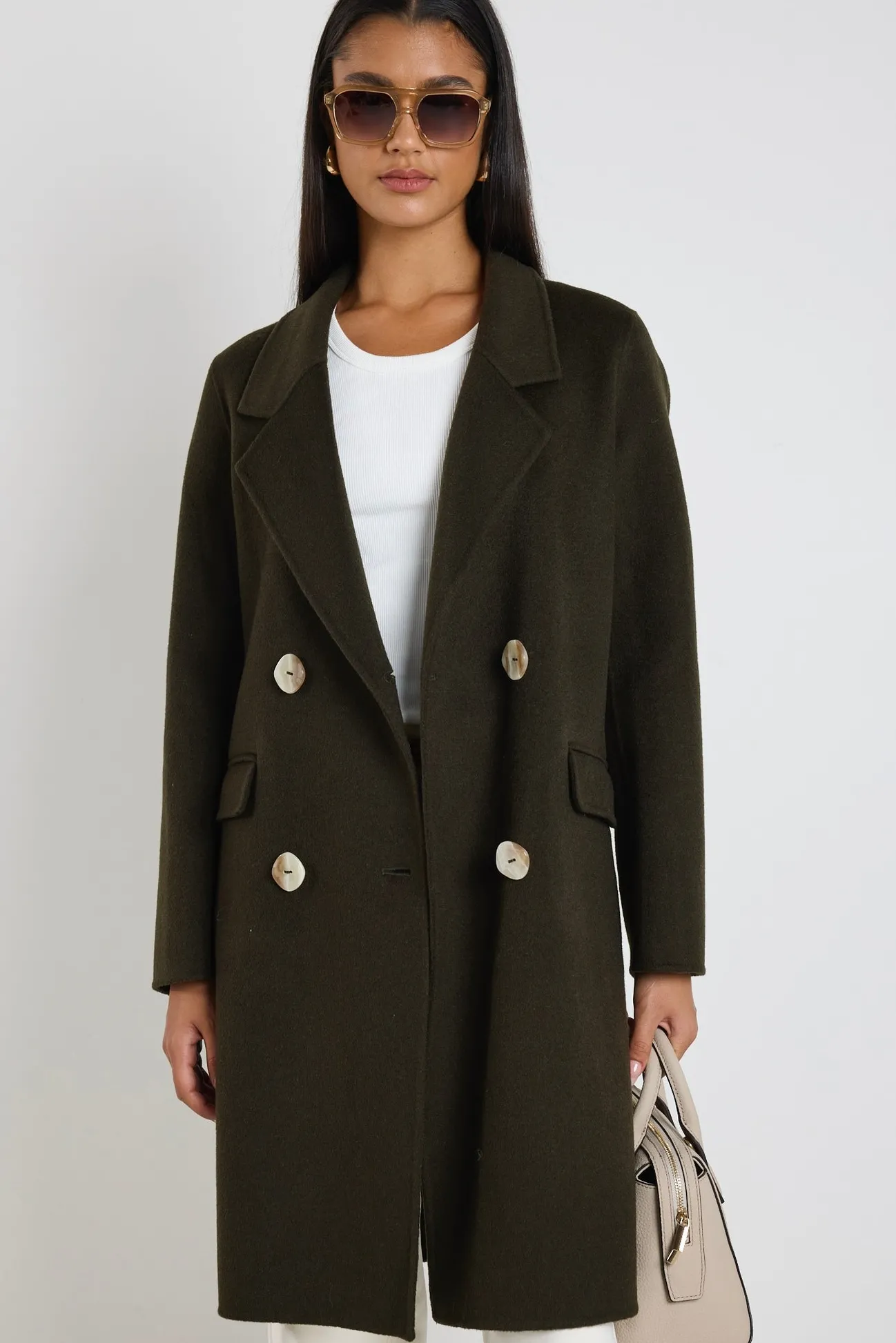 By Rosa. Stockholm Khaki Wool Double Breasted Coat