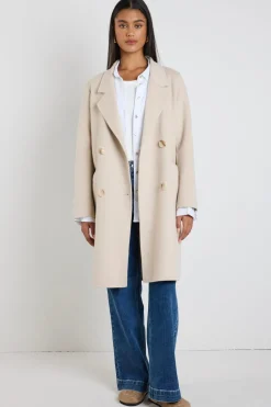 By Rosa. Stockholm Pumice Wool Blend Double Breasted Coat
