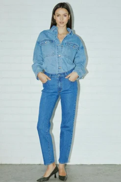 Abrand Jeans 95 Stovepipe Liliana Blue Slim Mid Rise Denim Jean