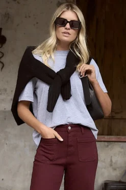 Stories be Told Street Grey Marle Crew Neck Short Sleeved Boxy Tee
