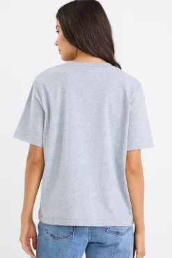 Stories be Told Street Grey Marle Crew Neck Short Sleeved Boxy Tee