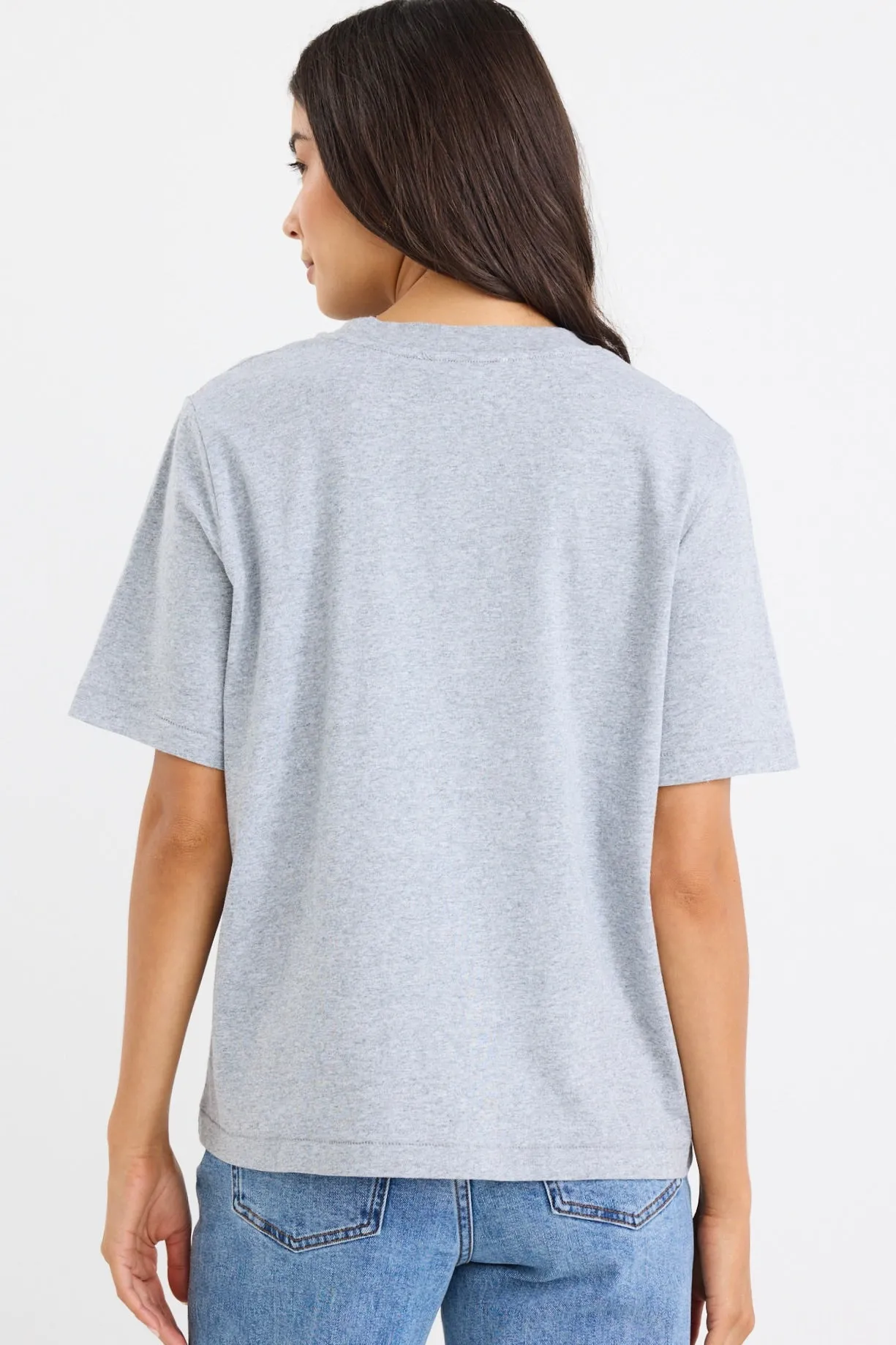 Stories be Told Street Grey Marle Crew Neck Short Sleeved Boxy Tee