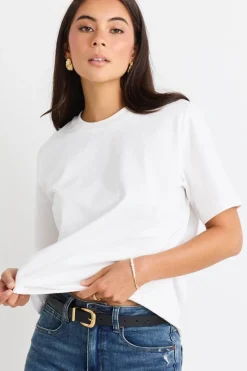 Stories be Told Street Ivory Crew Neck Short Sleeved Boxy Tee