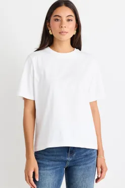 Stories be Told Street Ivory Crew Neck Short Sleeved Boxy Tee