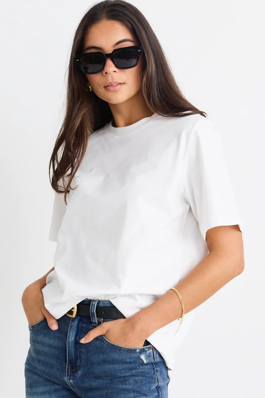 Stories be Told Street Ivory Crew Neck Short Sleeved Boxy Tee
