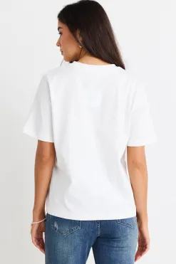 Stories be Told Street Ivory Crew Neck Short Sleeved Boxy Tee