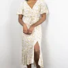 Among the Brave Striking Spring Floral Flutter Sleeve Cross Over Midi Dress