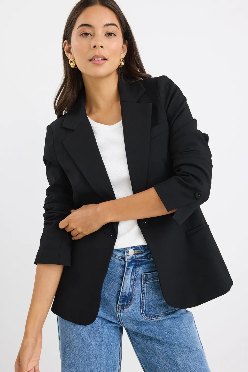 Stories be Told Suave Black Fitted Short Blazer