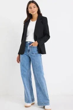 Stories be Told Suave Black Fitted Short Blazer