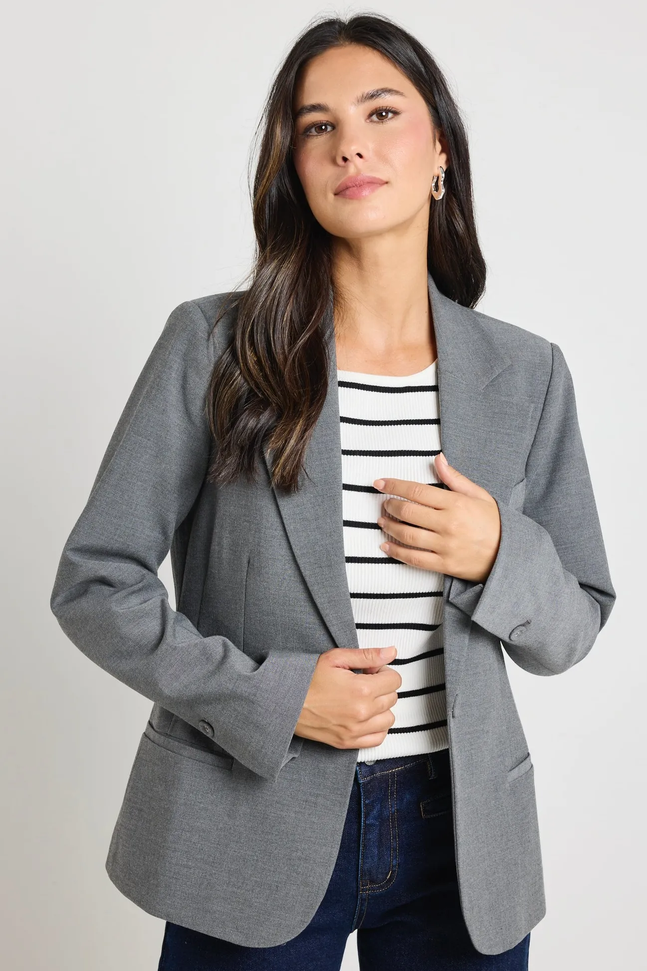 Stories be Told Suave Charcoal Fitted Short Blazer