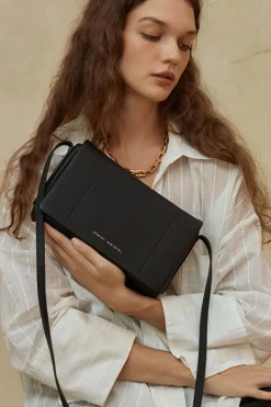 Status Anxiety Succumb Shoulder Bag Black Fold Over Side Studs