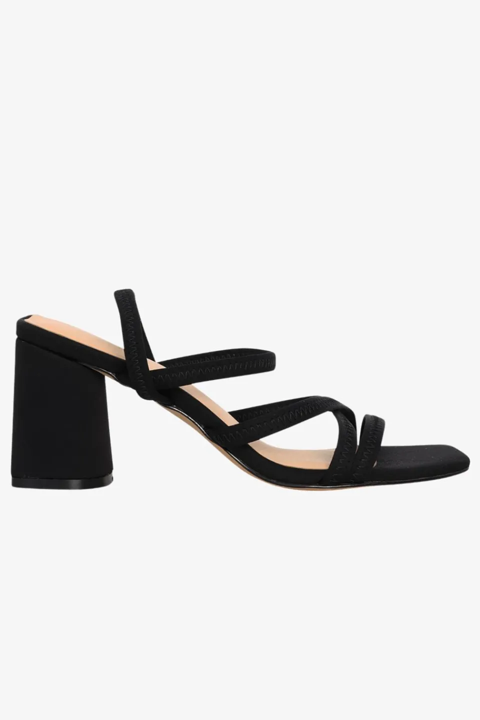 Nude Suki Black Strappy Mid Heel