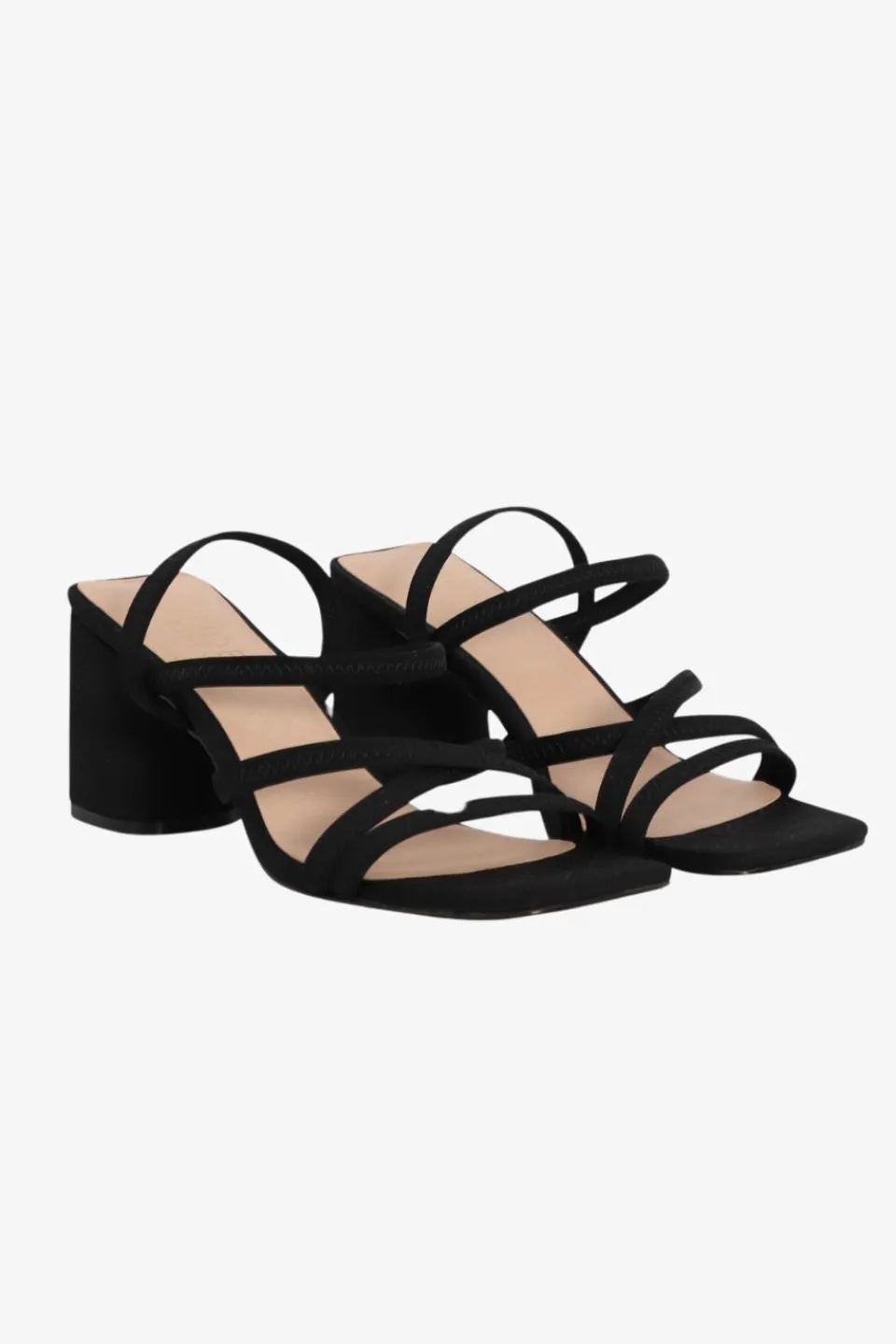 Nude Suki Black Strappy Mid Heel