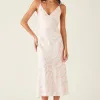 Esmaee Sumerset Pink White Midi Slip Dress