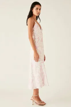 Esmaee Sumerset Pink White Midi Slip Dress