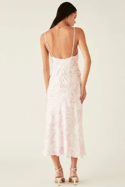 Esmaee Sumerset Pink White Midi Slip Dress