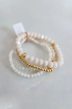 Lindi Kingi Summer Cream and Gold Bracelet Set