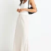 Among the Brave Summit Natural Linen Blend Tie Waist Bias Maxi Skirt