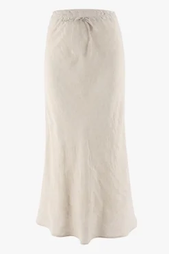 Among the Brave Summit Natural Linen Blend Tie Waist Bias Maxi Skirt